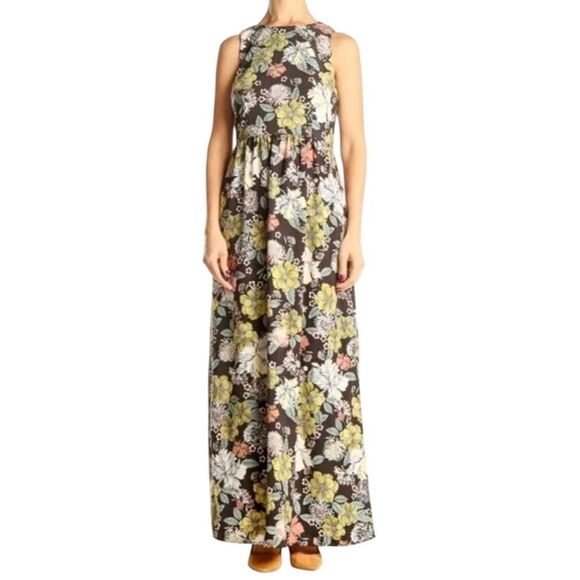 Loft Black Floral Sleeveless Maxi Dress - Picture 1 of 8